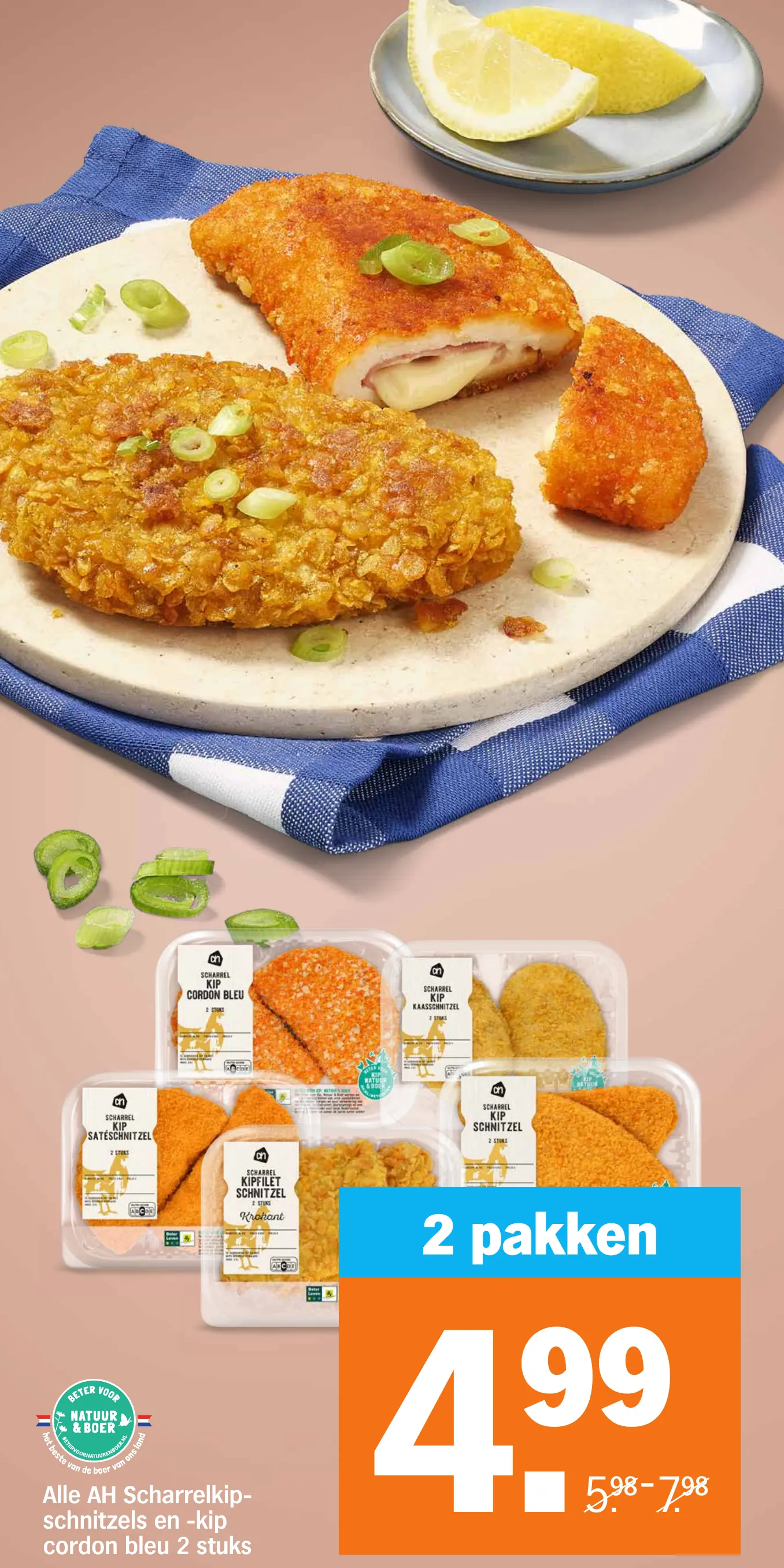 Alle AH Scharrelkipschnitzels en -kip cordon bleu 2 stuks
