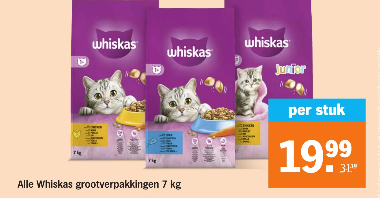 Alle Whiskas grootverpakkingen 7 kilo