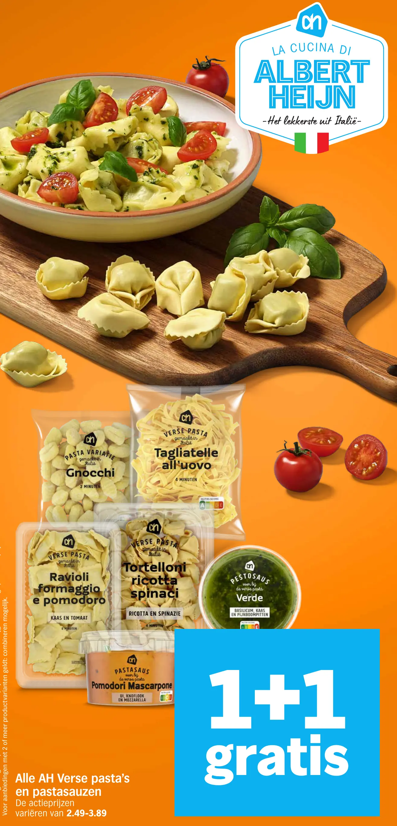 Alle AH Verse pasta's en pastasauzen — 1+1 gratis
