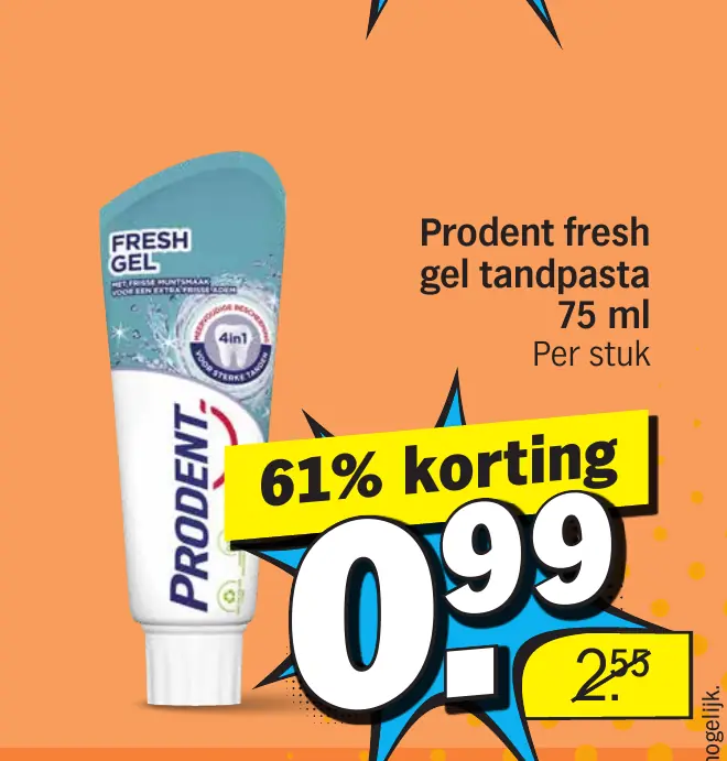 Prodent fresh gel tandpasta 75 ml — 1+1 gratis
