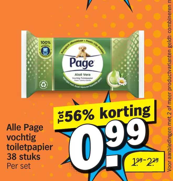 Alle Page vochtig toiletpapier 38 stuks — voor €0.99