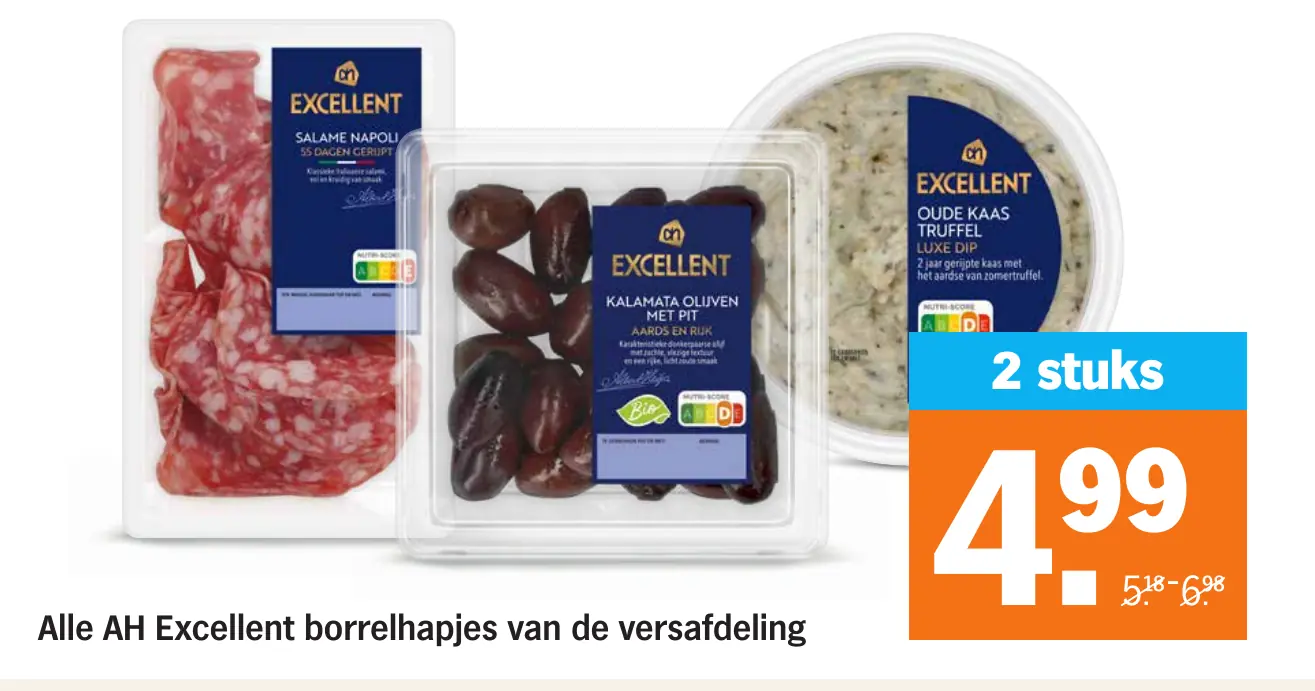 Alle AH Excellent borrelhapjes van de versafdeling