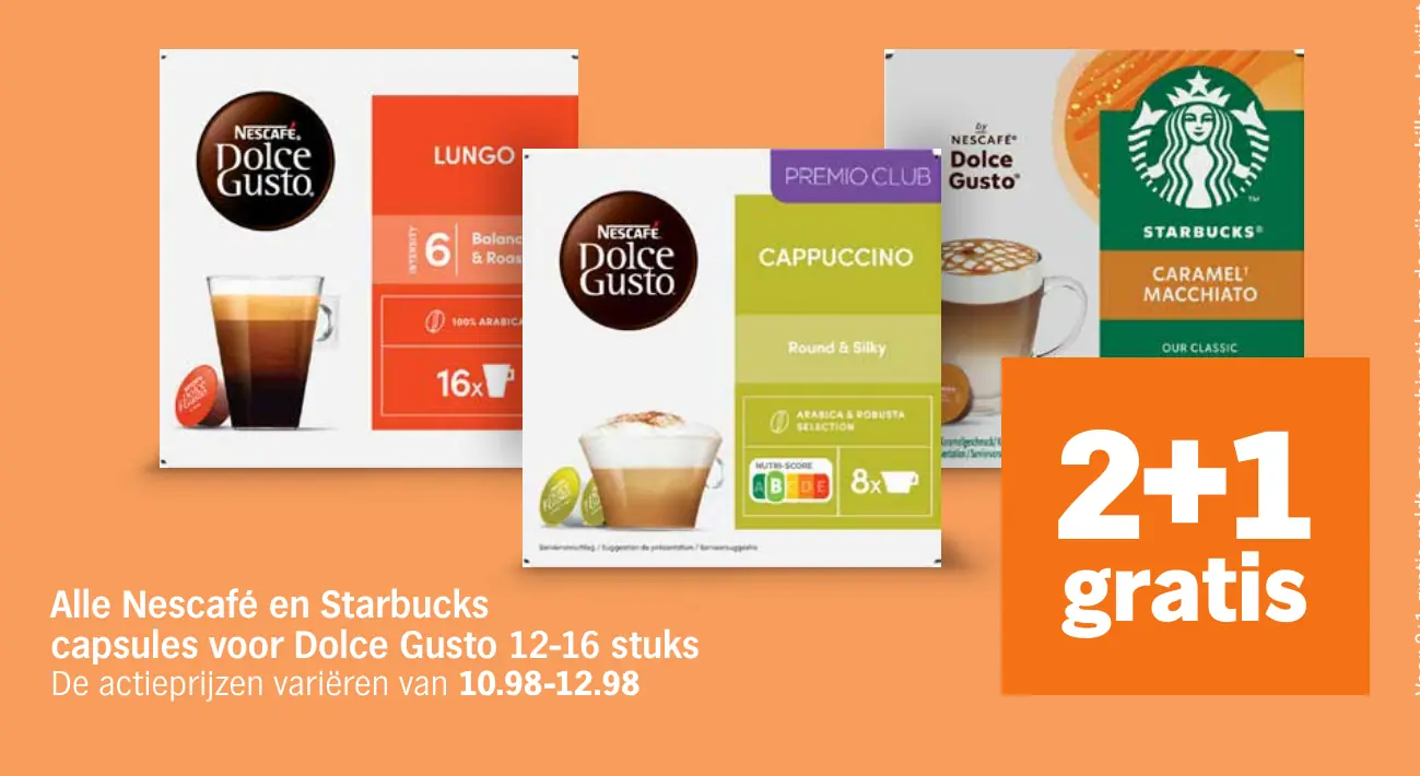 Alle Nescafé en Starbucks capsules voor Dolce Gusto 12-16 stuks