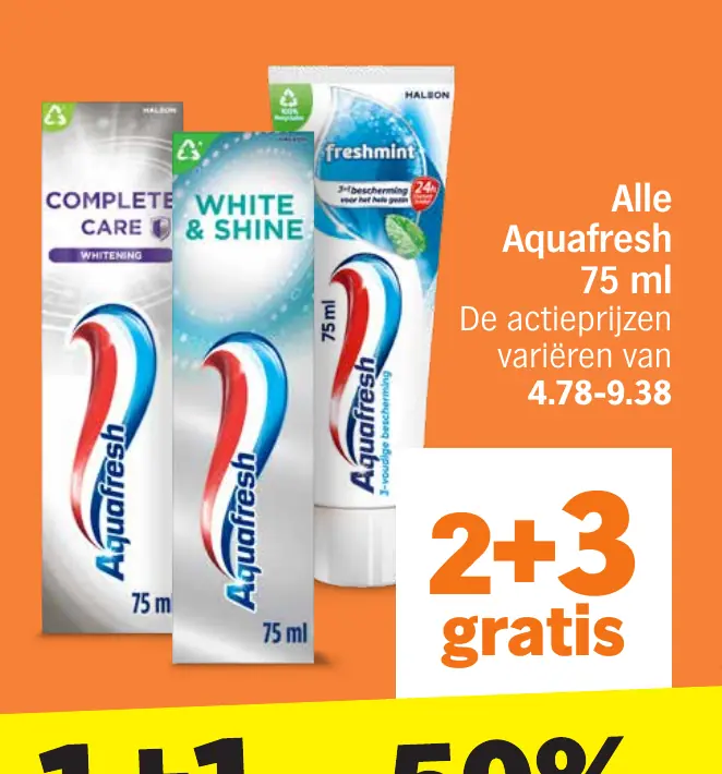 Alle Aquafresh 75 ml — 2+3 gratis