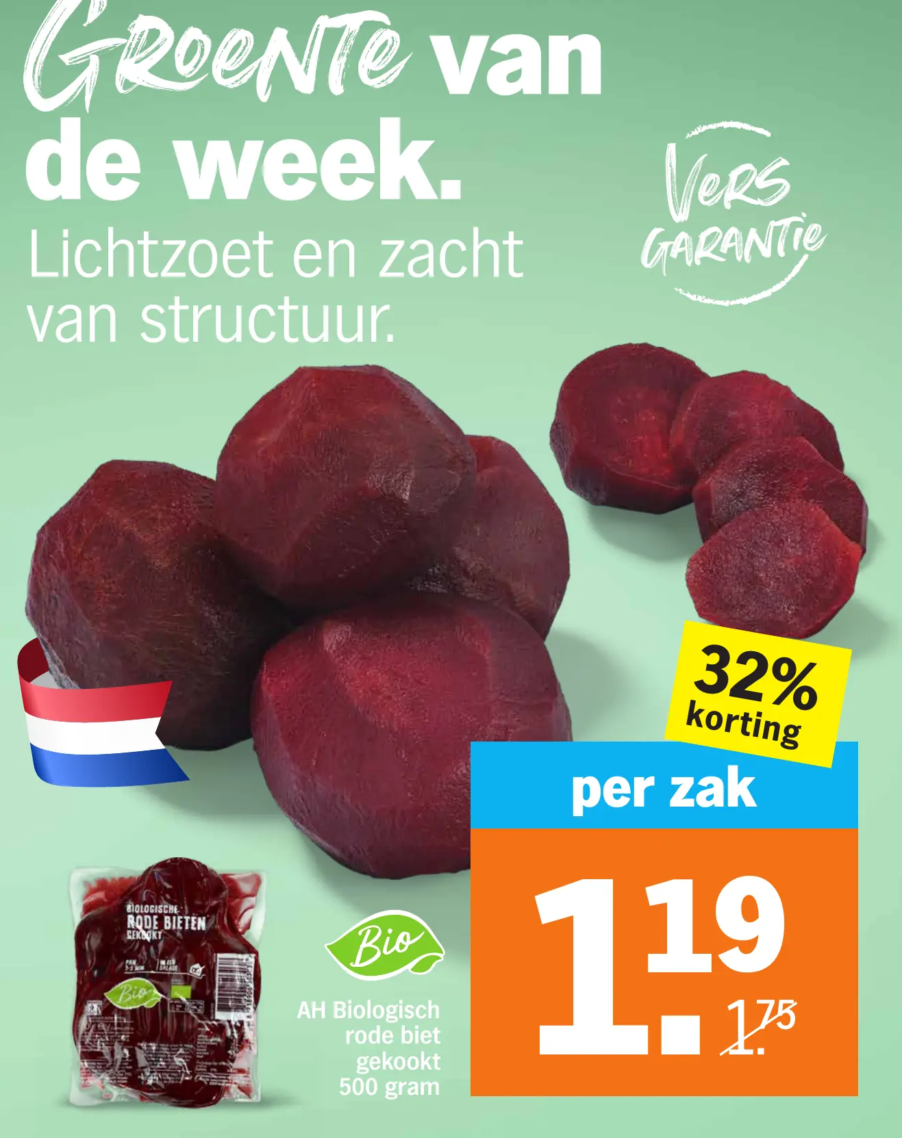 AH Biologisch rode biet gekookt 500 gram