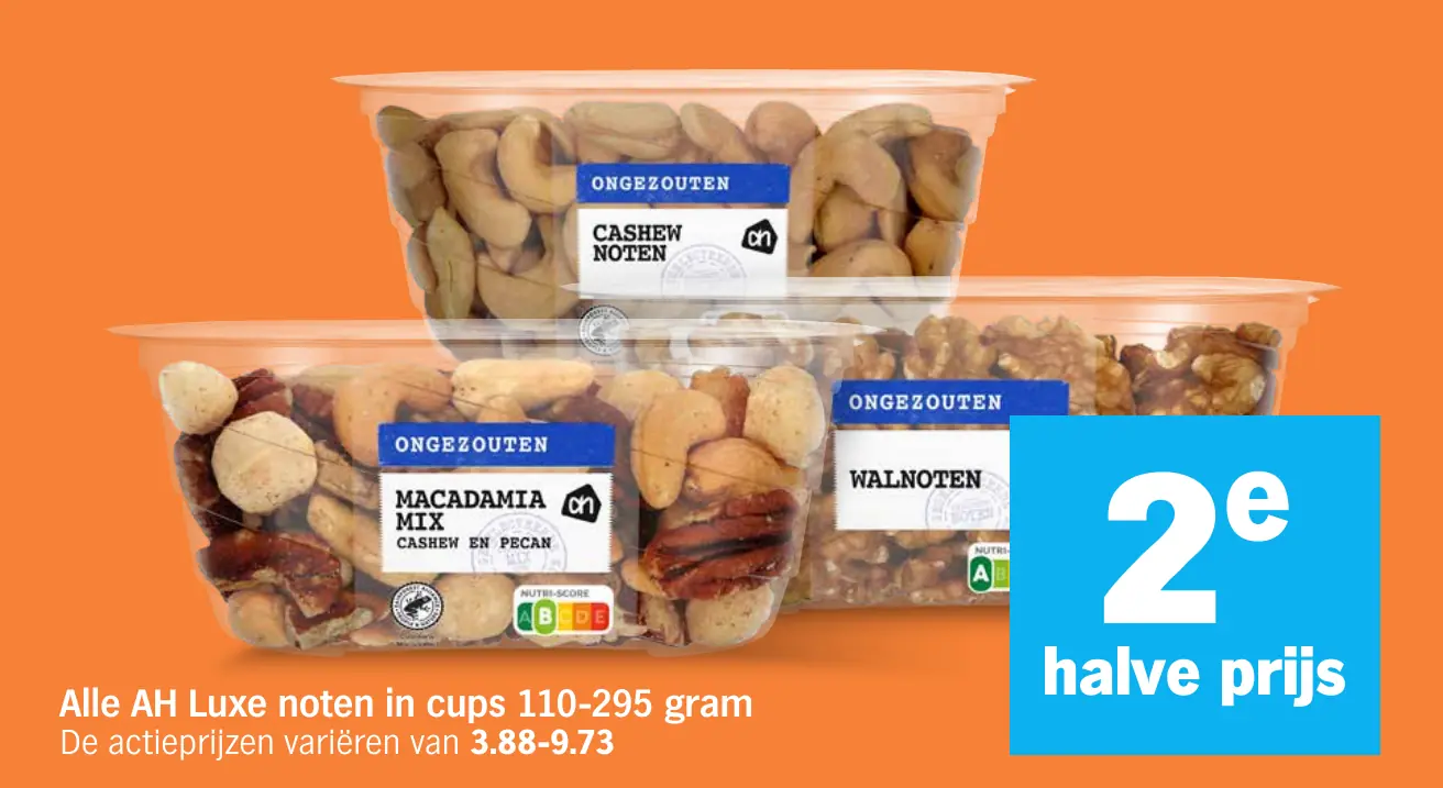 Alle AH Luxe noten in cups 110-295 gram