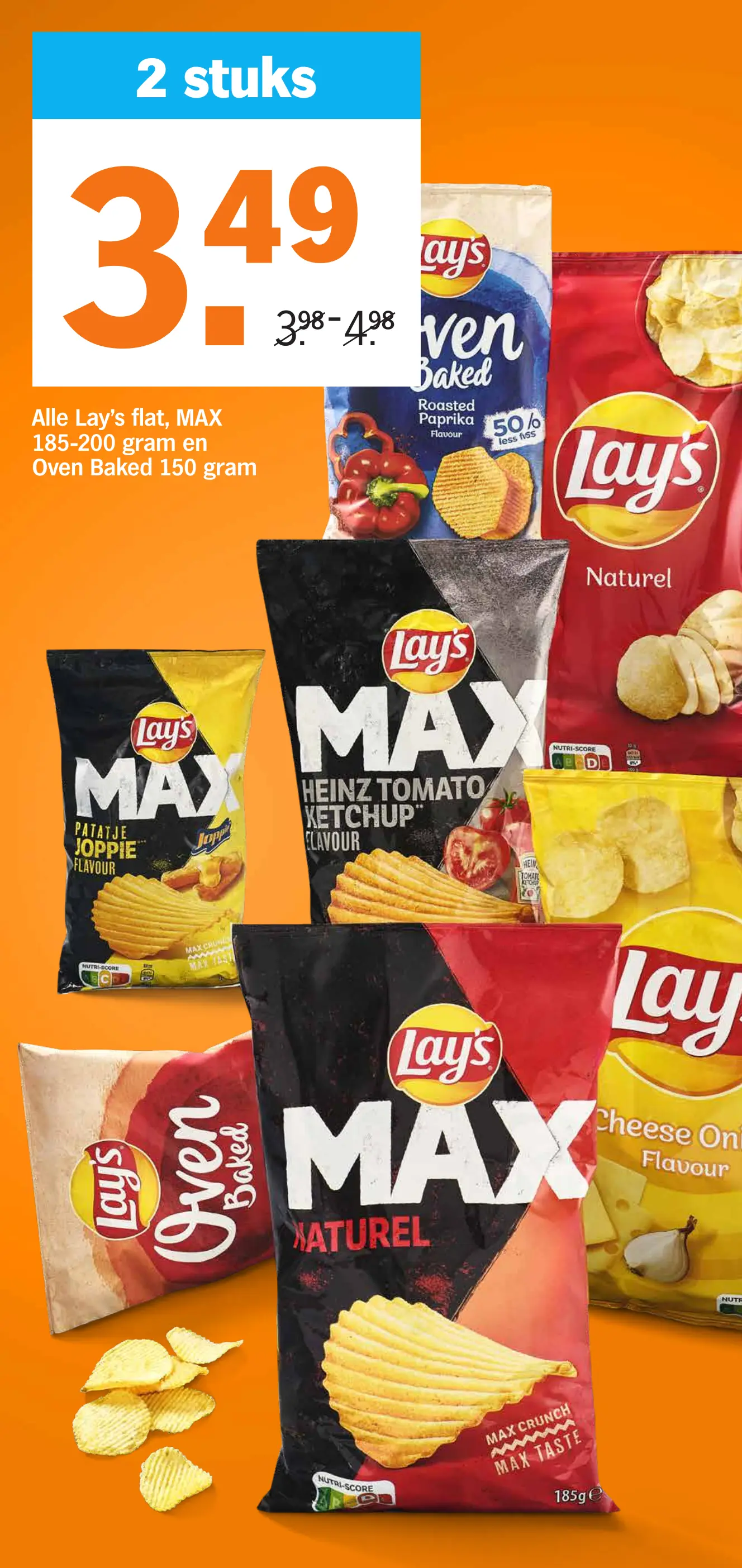 Alle Lay's flat, MAX 185-200 gram en Oven Baked 150 gram