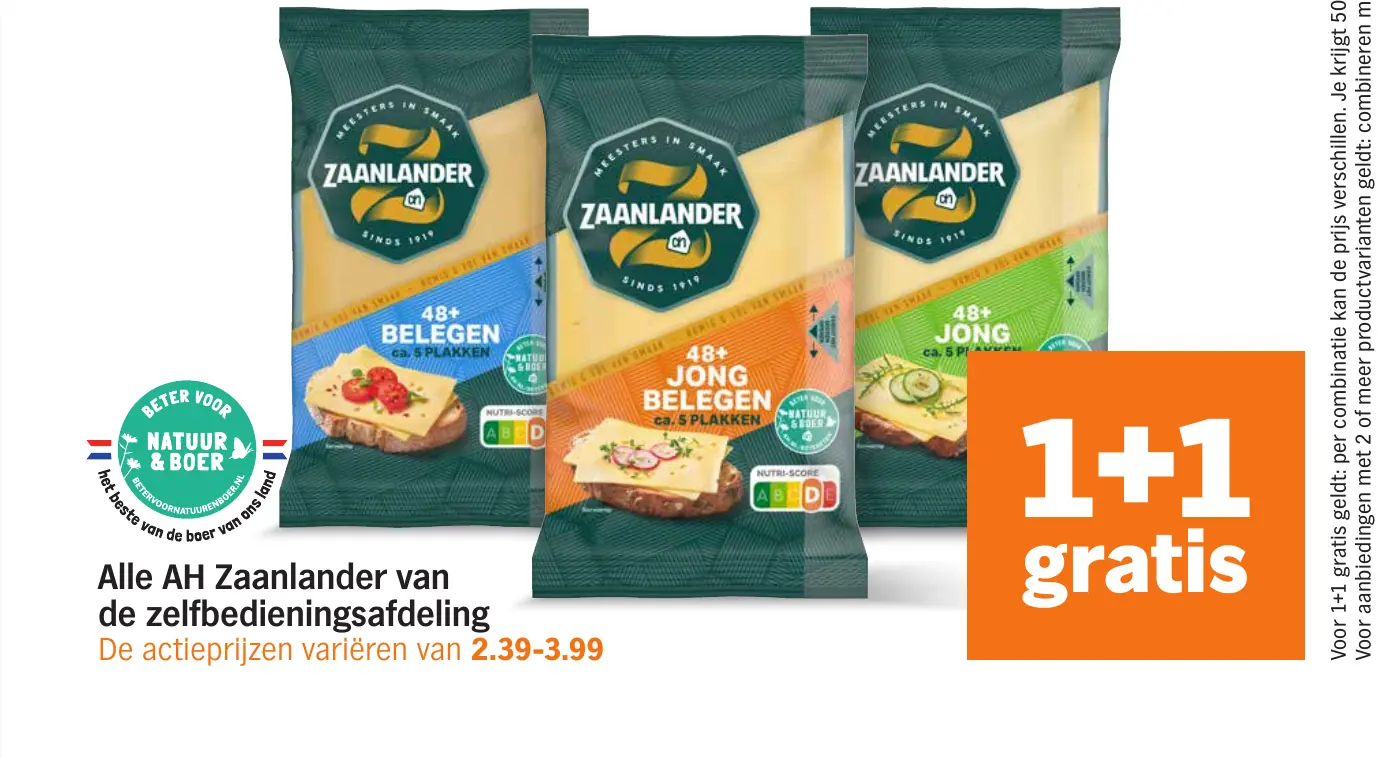 Alle AH Zaanlander van de zelfbedieningsafdeling — 1+1 gratis