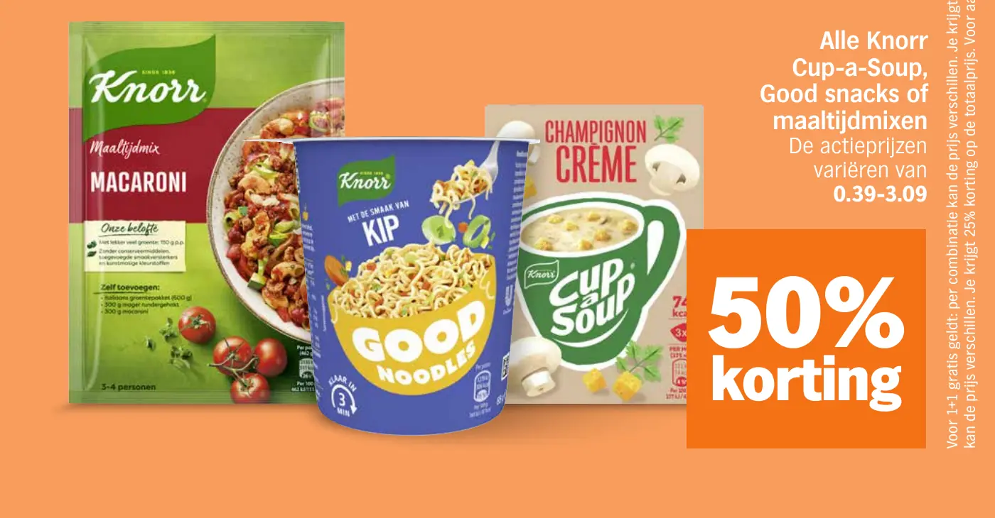 Alle Knorr Cup-a-Soup, Good snacks of maaltijdmixen — 50% korting