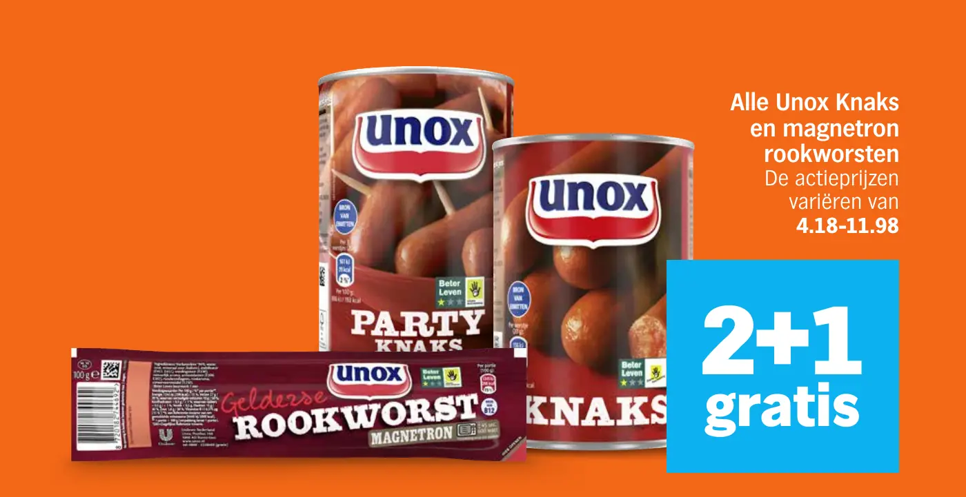 Alle Unox Knaks en magnetron rookworsten