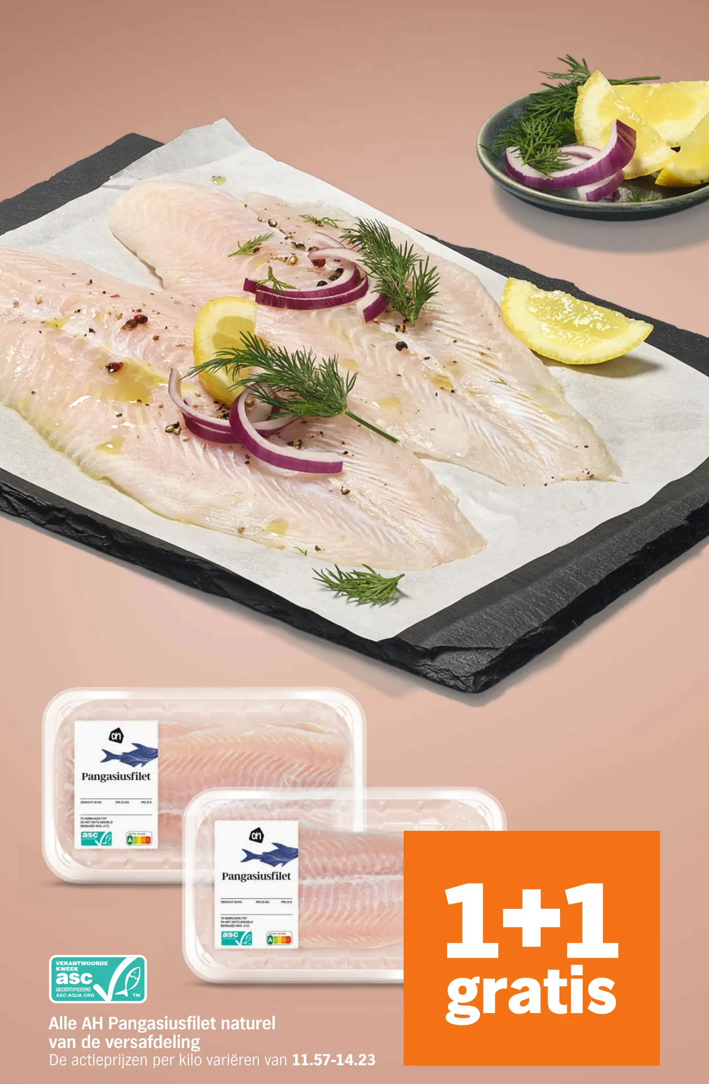 Alle AH Pangasiusfilet naturel van de versafdeling — 1+1 gratis