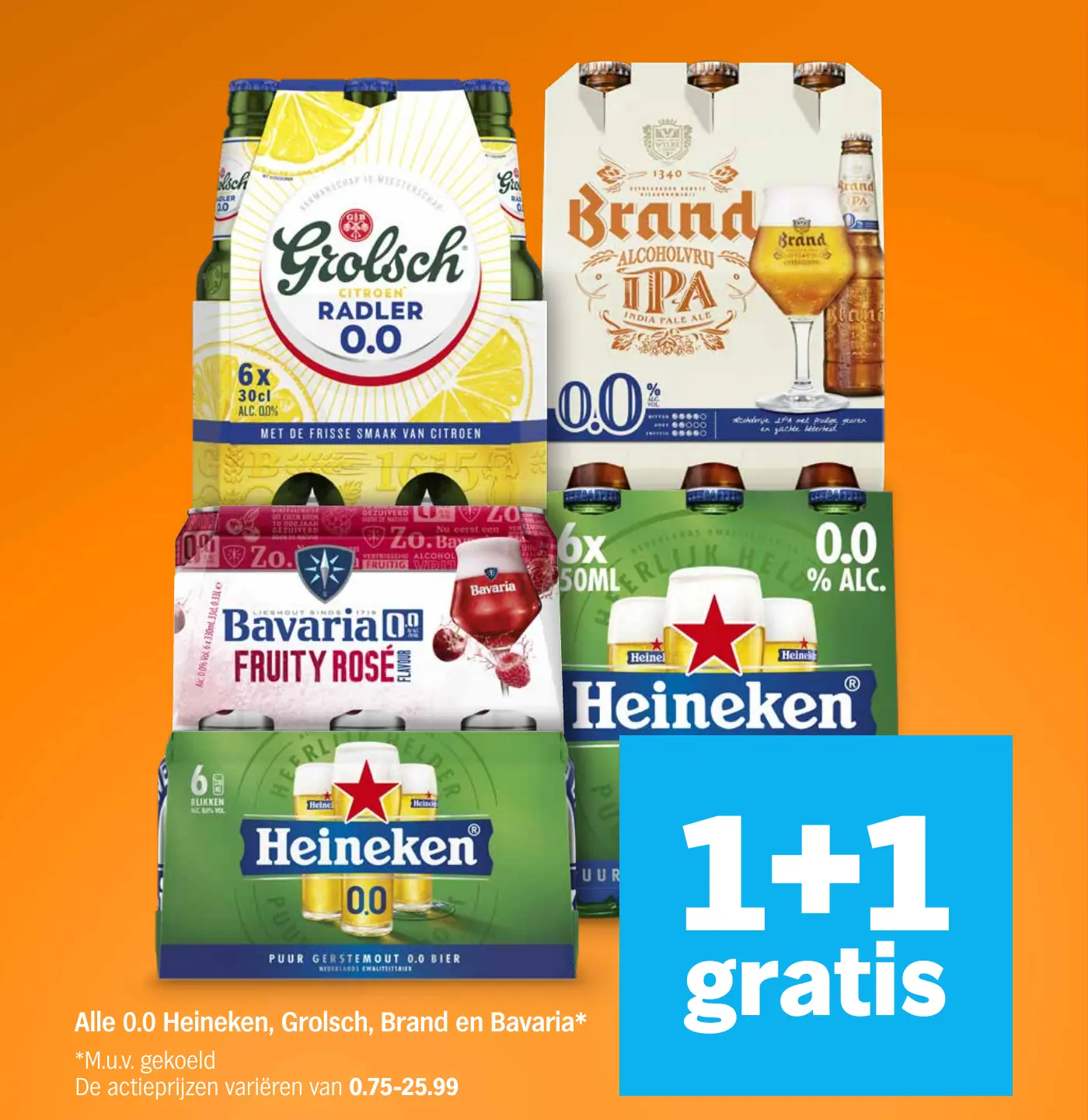 Alle 0.0 Heineken, Grolsch, Brand en Bavaria
