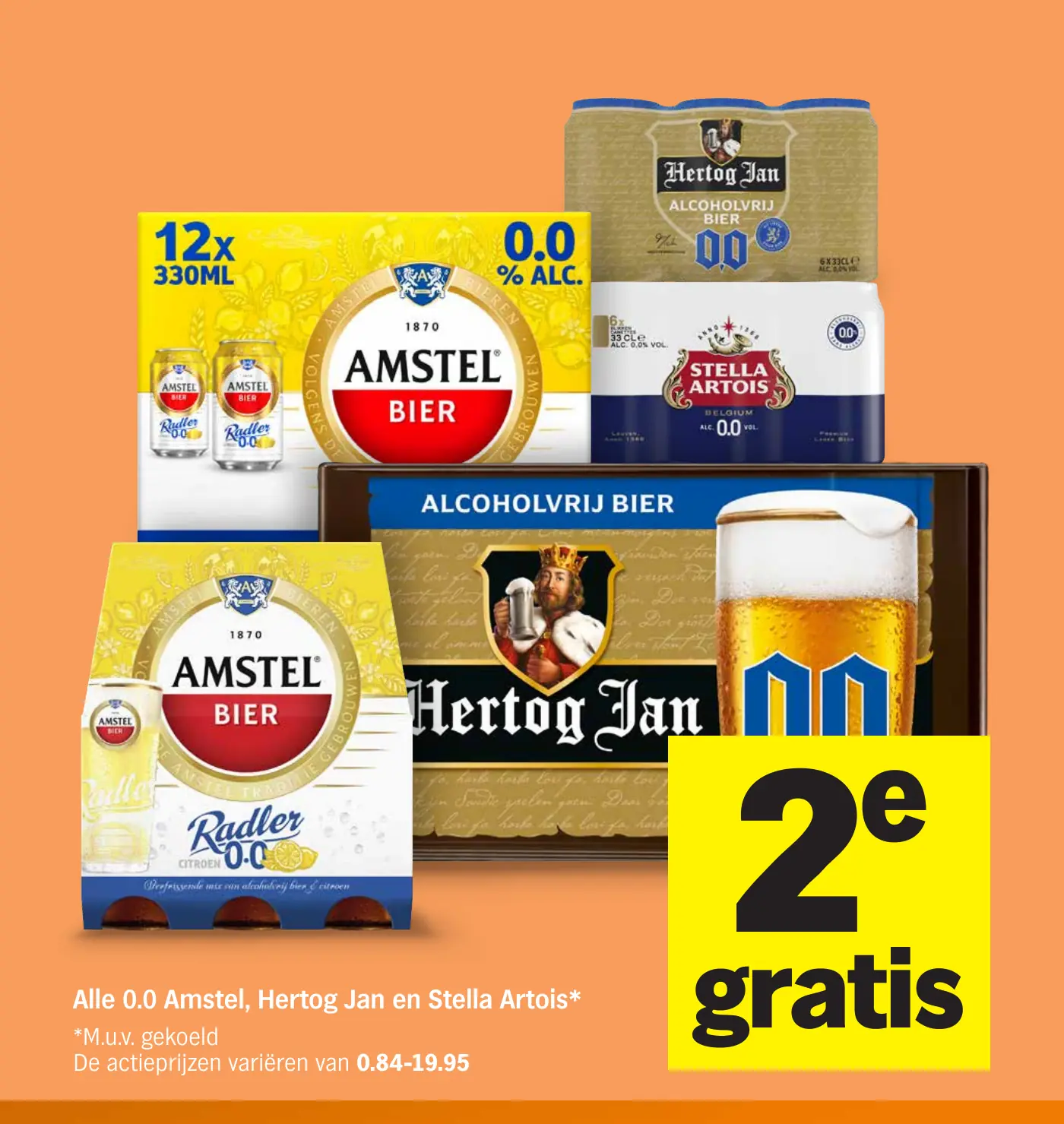Alle 0.0 Amstel, Hertog Jan en Stella Artois