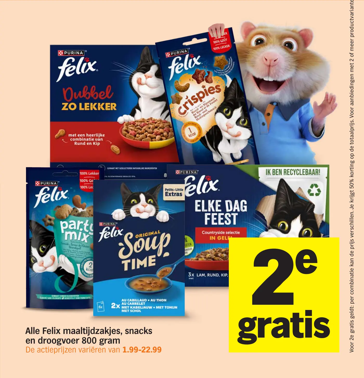 Alle Felix maaltijdzakjes, snacks en droogvoer 800 gram