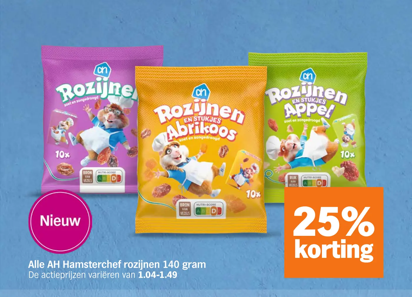 Alle AH Hamsterchef rozijnen 140 gram