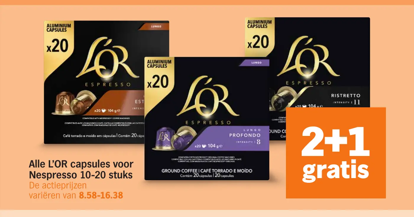 Alle L'OR capsules voor Nespresso 10-20 stuks