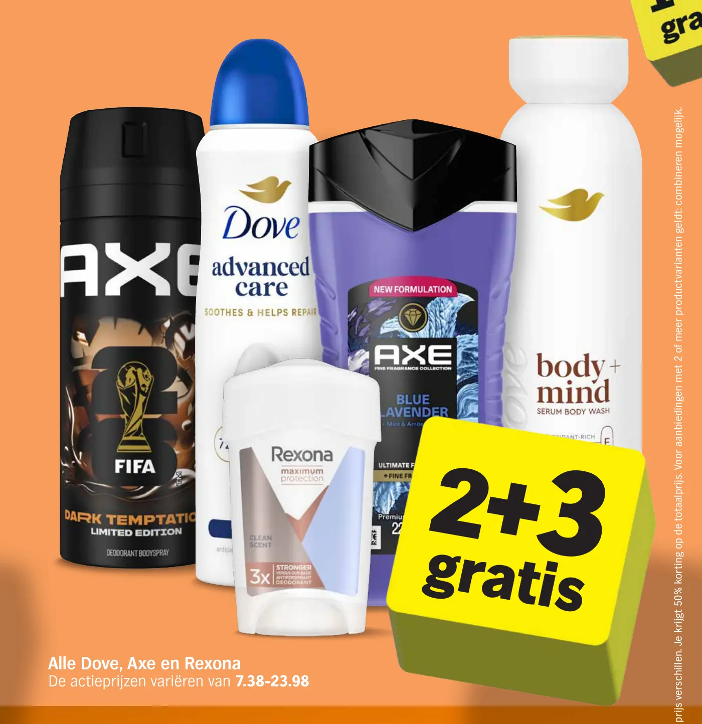 Alle Dove, Axe en Rexona — 2+3 gratis