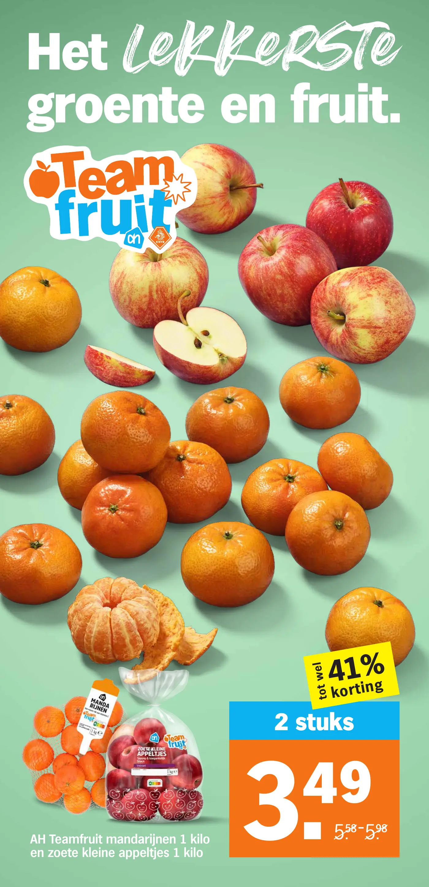 AH Teamfruit mandarijnen 1 kilo en zoete kleine appeltjes 1 kilo