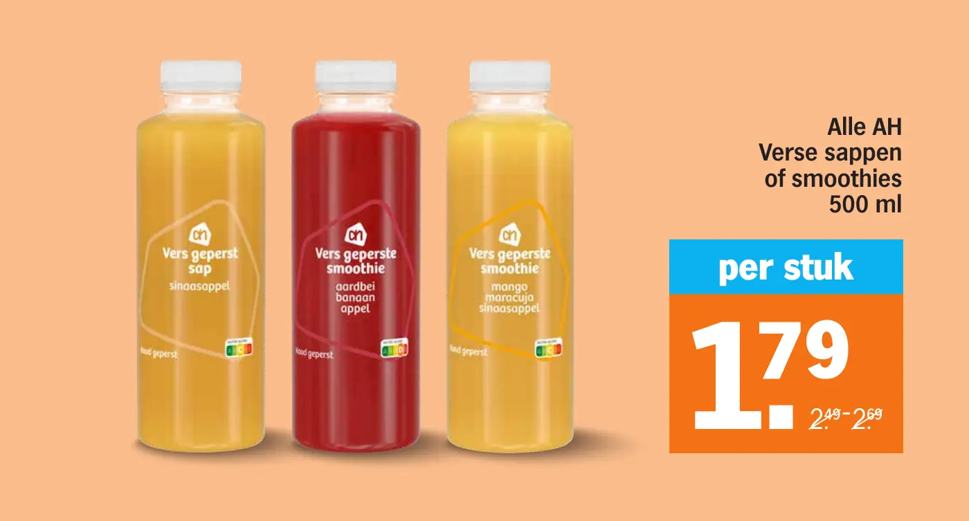 Alle AH Verse sappen of smoothies 500 ml