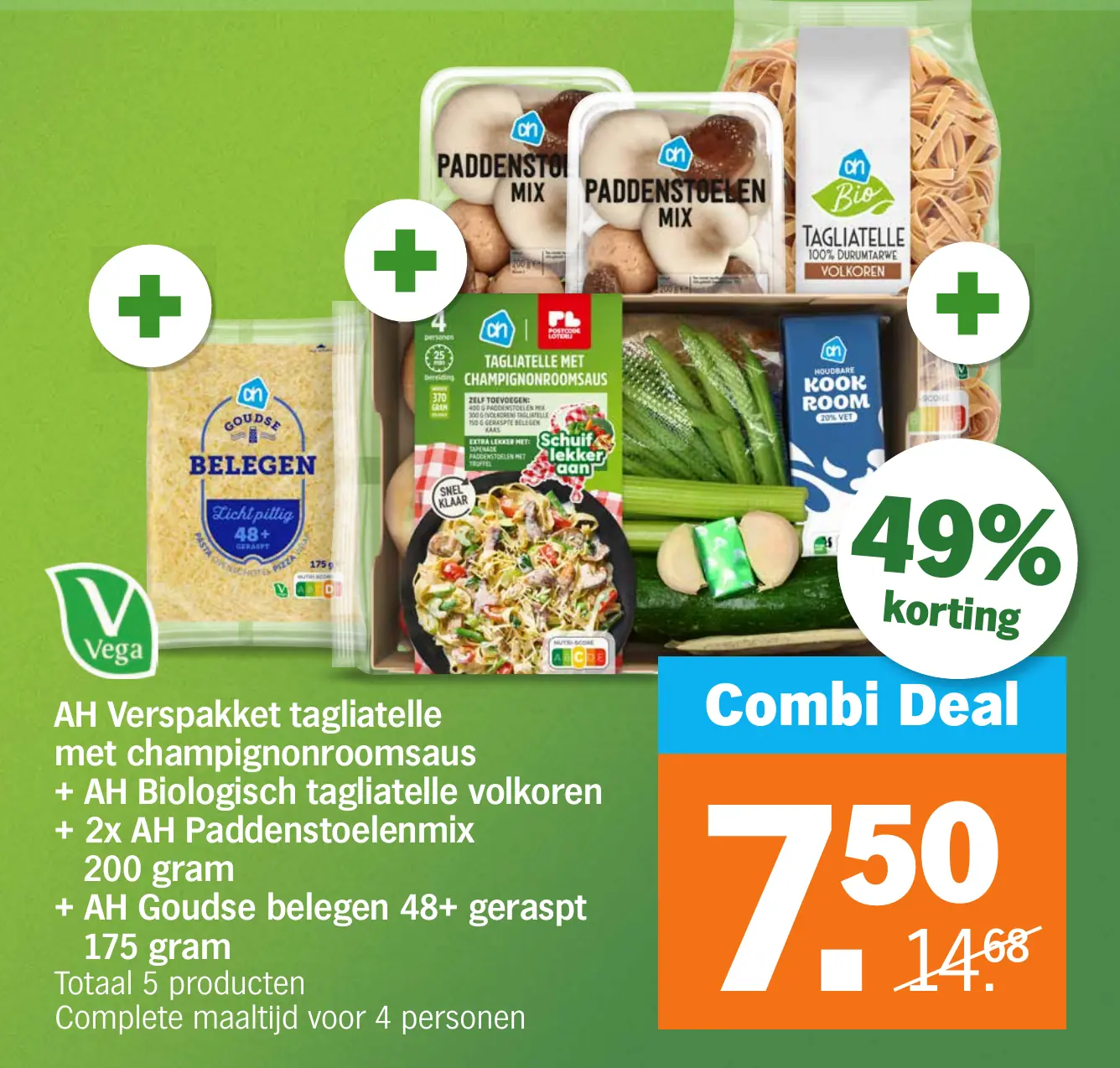 AH Verspakket tagliatelle met champignonroomsaus