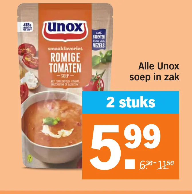 Alle Unox soep in zak