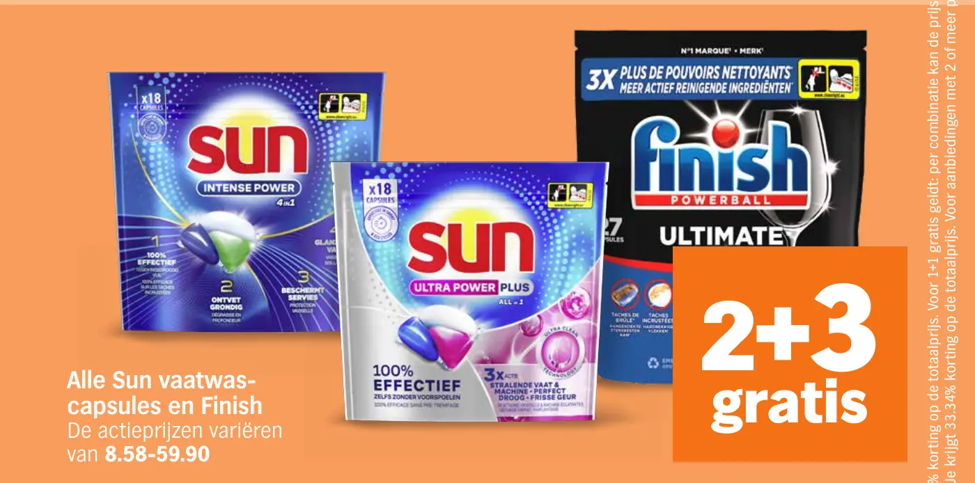 Alle Sun vaatwascapsules en Finish