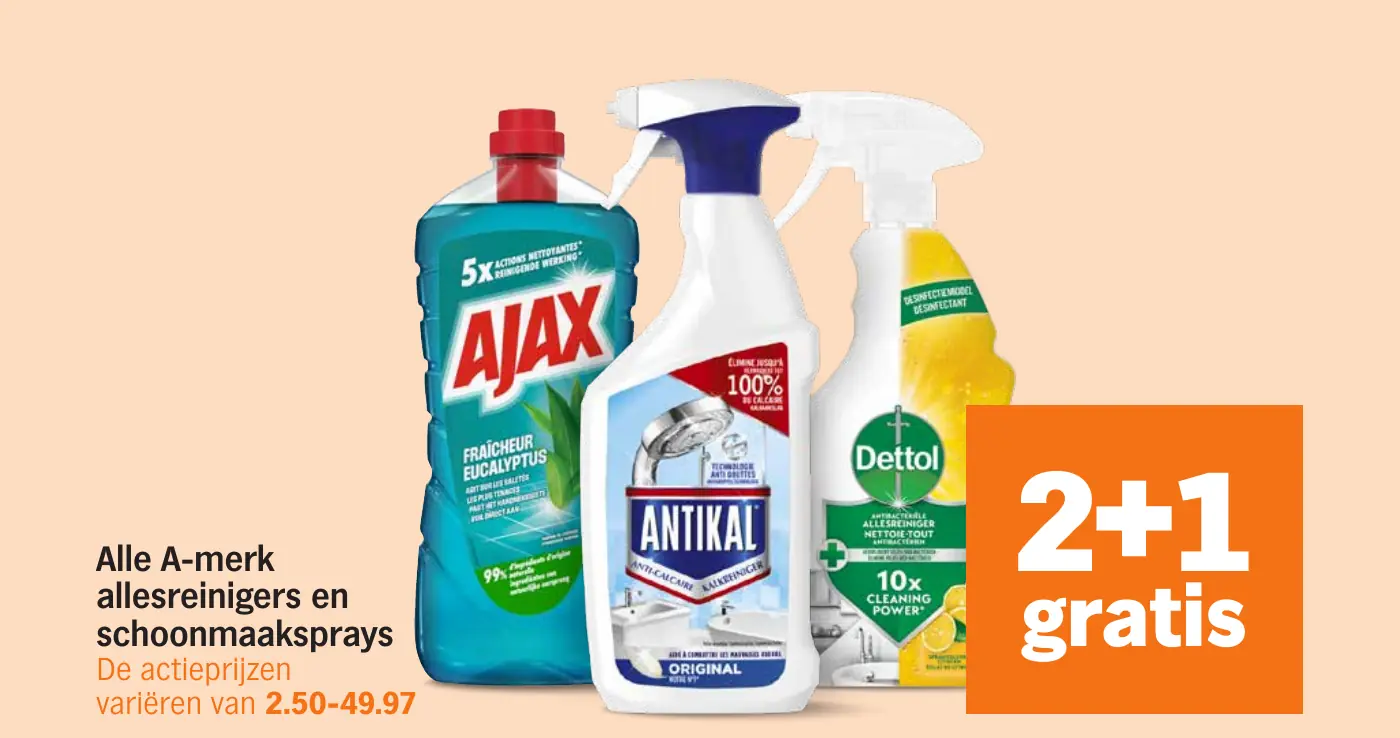 Alle A-merk allesreinigers en schoonmaaksprays