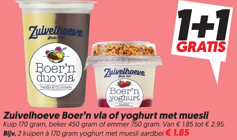 Zuivelhoeve Boer'n Vla of Yoghurt Met Muesli