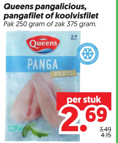 Queens Pangalicious, Pangafilet of Koolvisfilet — voor €2.69