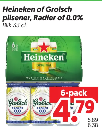 Heineken of Grolsch Pilsener, Radler of 0.0%