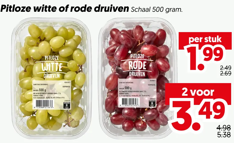 Pitloze witte of rode druiven