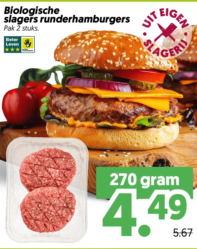 Biologische slagers runderhamburgers