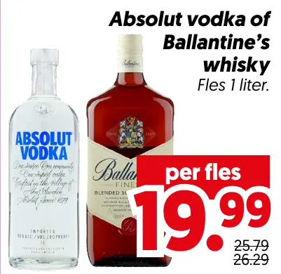 Absolut vodka of ballantine s whisky