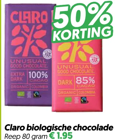 Claro biologische chocolade