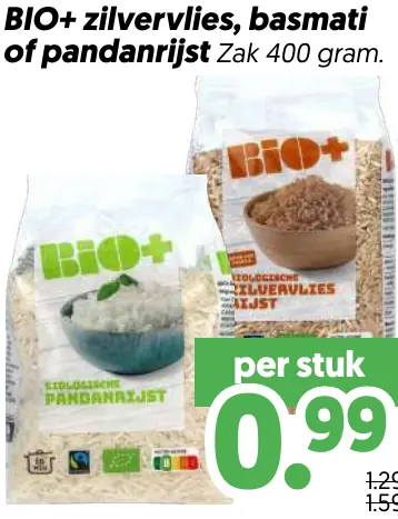 Bio zilvervlies basmati of pandanrijst