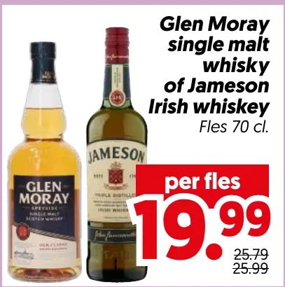 Glen moray single malt whisky of jameson irish whiskey