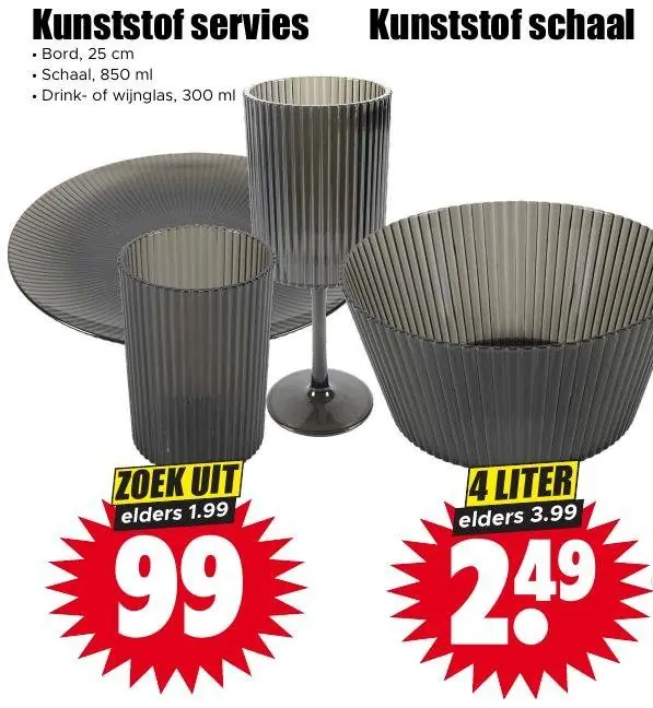 Kunststof servies en schaal