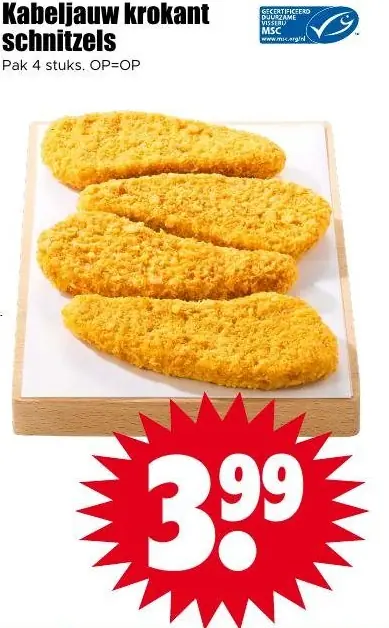 Kabeljauw krokant schnitzel