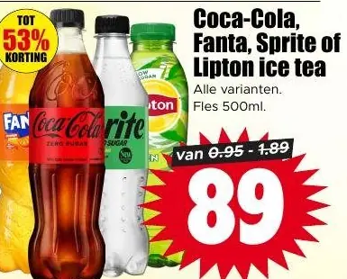 Coca-Cola, Fanta, Sprite of Lipton ice tea
