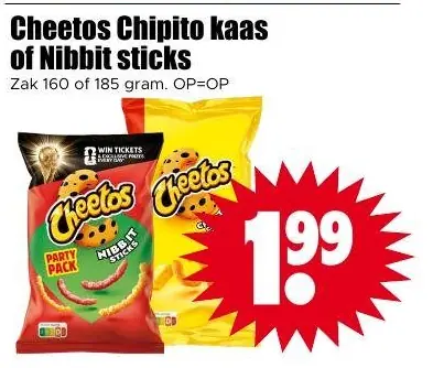 Cheetos Chipito kaas of Nibbit sticks