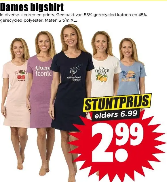 Dames bigshirt