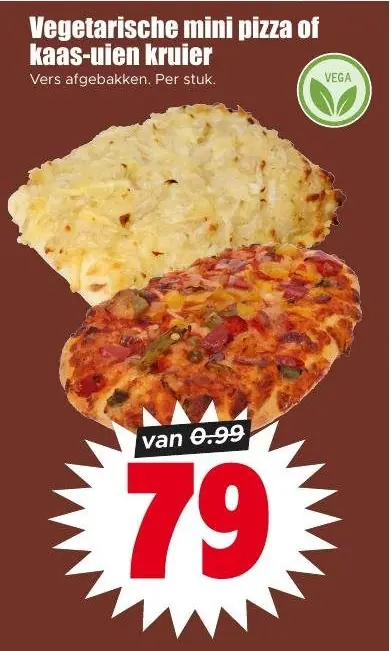 Vegetarische mini pizza of kaas-uien kruiter