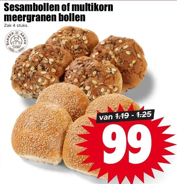 Sesambollen of multikorn meergranen bollen
