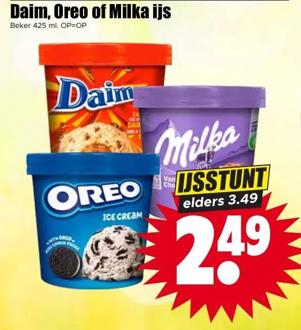 Daim, Oreo of Milka ijs