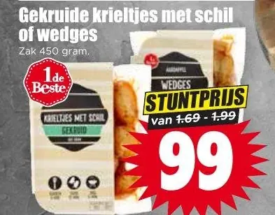 Gekruide krieltjes met schil of wedges