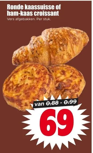 Ronde kaassuisse of ham-kaas croissant