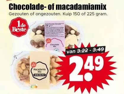 Chocolade- of macadamiamix
