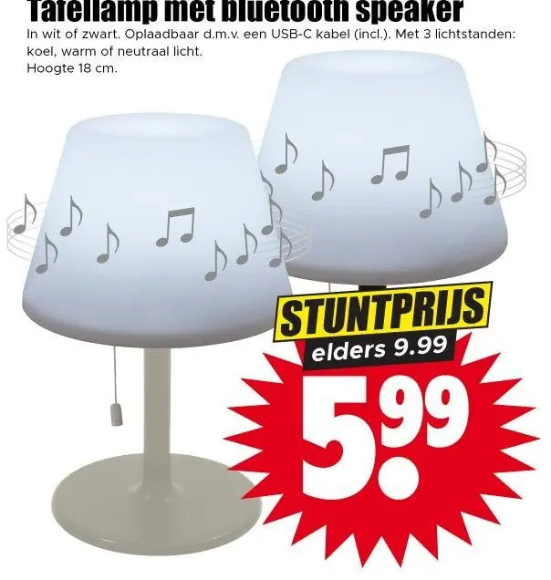 Tafellamp met bluetooth speaker