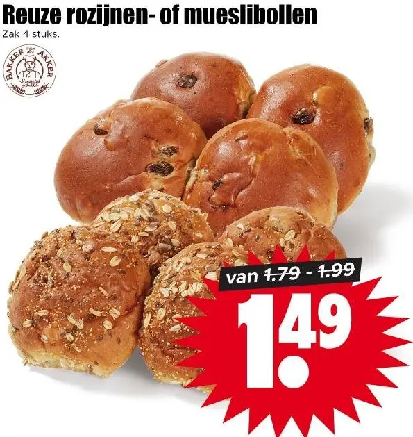 Reuze rozijnen- of mueslibollen