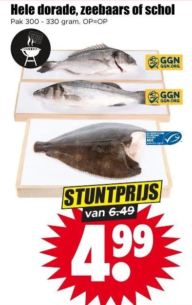 Hele dorade, zeebaars of schol